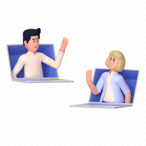Online meeting, laptop, video call, video, conference, meeting, work 3D illustration - Download on Iconfinder