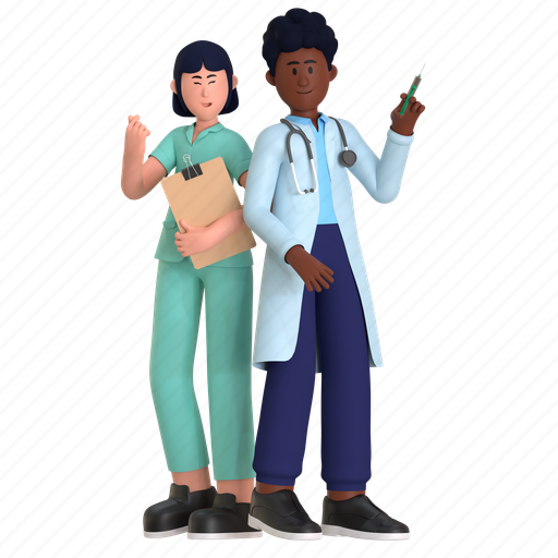 Doctor and nurse, doctor, nurse, medical staff, medical assistant, health service, medical service 3D illustration - Download on Iconfinder