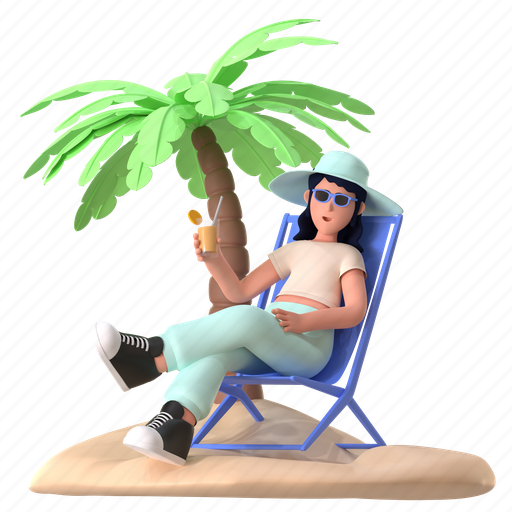 Summer holiday, summer, enjoy the beach, tropical, island, healing, travel 3D illustration - Download on Iconfinder