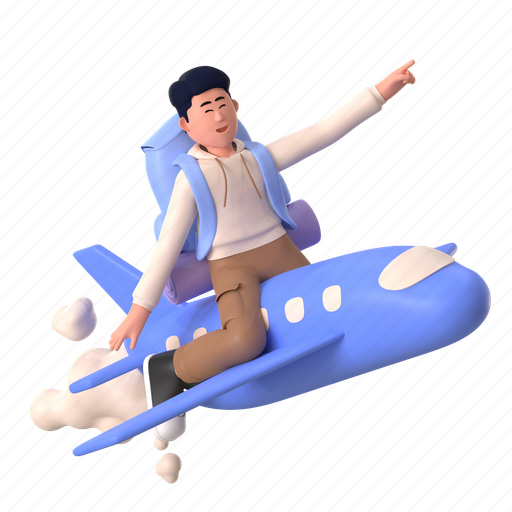 Flight, airplane, plane, airport, passenger, around the world, travel 3D illustration - Download on Iconfinder