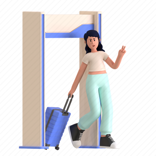 Security gate, airport, entrance, metal detector, boarding, check in, travel 3D illustration - Download on Iconfinder