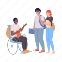 schoolmates interaction, social inclusion, boy in wheelchair, communication