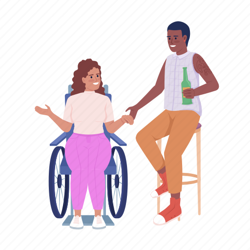 Friends talking, party at bar, social inclusion, wheelchair icon - Download on Iconfinder