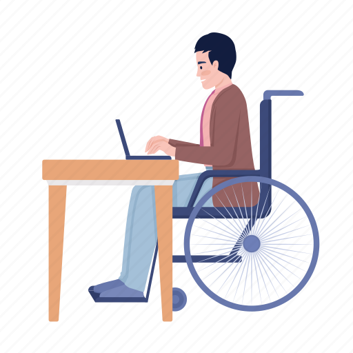Worker with disability, home office, programmer, man in wheelchair icon - Download on Iconfinder