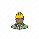 african, construction, hardhat, man, reflective, vest, worker