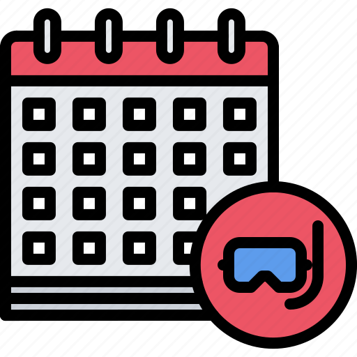 Date, calendar, mask, diving, snorkeling icon - Download on Iconfinder