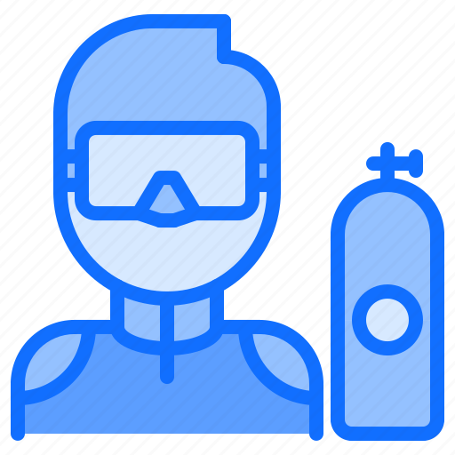 Mask, man, oxygen, tank, diving, snorkeling icon - Download on Iconfinder