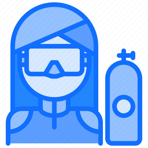 Mask, woman, oxygen, tank, diving, snorkeling icon - Download on Iconfinder