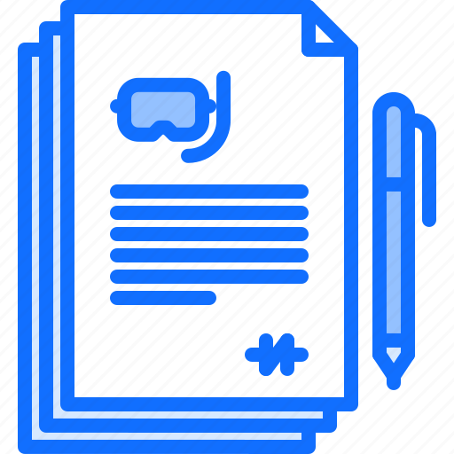 Mask, contract, document, signature, pen, diving, snorkeling icon - Download on Iconfinder