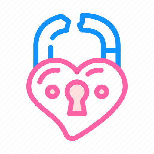 Broken, love, padlock, divorce, couple, canceling icon - Download on Iconfinder