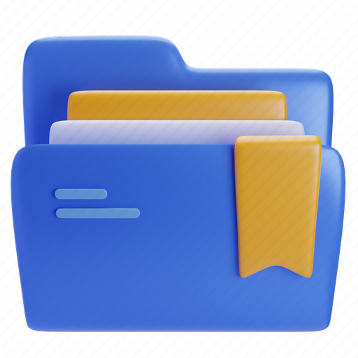 Bookmark, folder, document, data 3D illustration - Download on Iconfinder