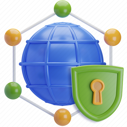Secure, network, connection, internet 3D illustration - Download on Iconfinder