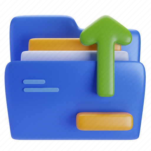 Upload, document, upload data, folder 3D illustration - Download on Iconfinder
