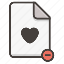 document, file, heart, popular, remove
