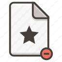 document, favorite, file, remove, star