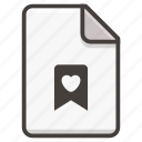 document, bookmark, file, heart, popular