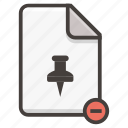 document, file, pin, remove