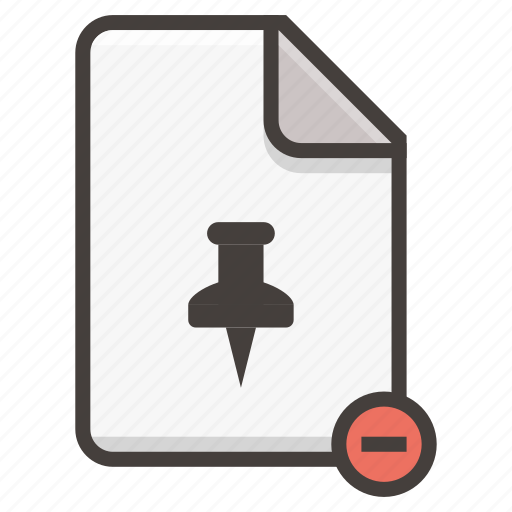 Document, file, pin, remove icon - Download on Iconfinder