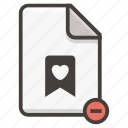 document, bookmark, file, heart, popular, remove
