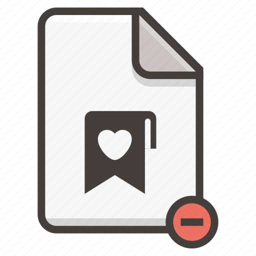Document, bookmark, file, heart, popular, remove icon - Download on Iconfinder