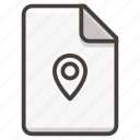 document, file, location, map, marker, pin