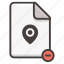 document, file, location, map, marker, pin, remove 