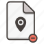 document, file, location, map, marker, pin, remove 