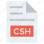 csh, document, document list, extension, file, format, page 