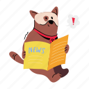 dog reading, dog news, dog newspaper, puppy reading, animal reading 