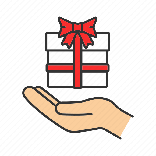 Gift, gift box, give, hand, palm, present, surprise icon - Download on Iconfinder