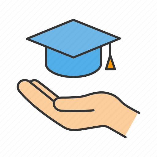 College, education, graduation cap, hand, offer, school, study icon - Download on Iconfinder