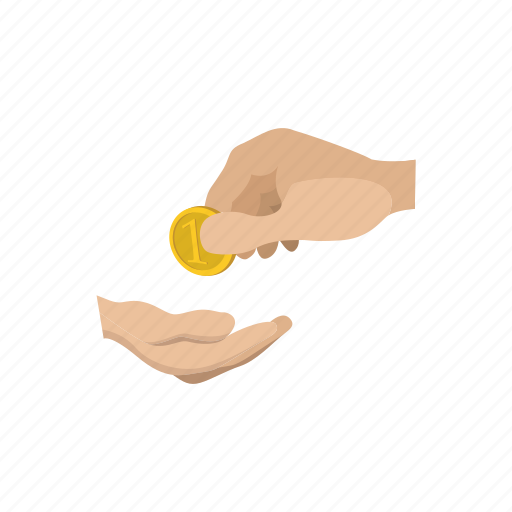 Cartoon, coin, giving, hands, loan, money, receiving icon - Download on Iconfinder