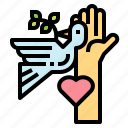 cooperation, charity, bird, peace, hand