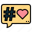 hashtag, love, heart, write, sign 