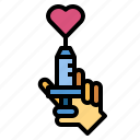 syringe, heart, medical, hand, healthcare