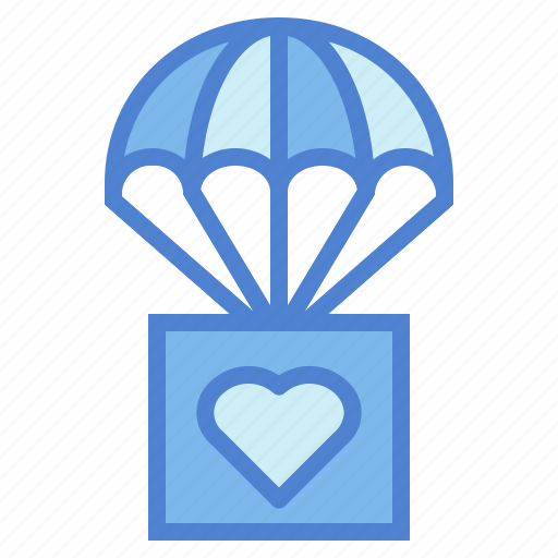 Parachute, box, gliding, charity, heart icon - Download on Iconfinder