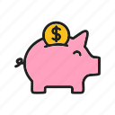 piggy bank, savings, coin, deposit, money, currency, dollar, pension