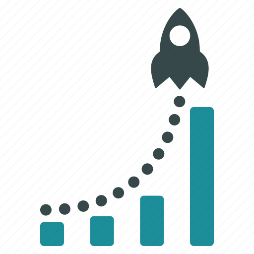 Bar chart, business report, dotted graph, rocket launch, startup, statistics, success start icon - Download on Iconfinder