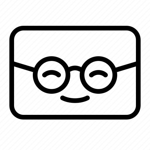 Emoticon, expression, face, glasses, nerd, rectangle, triangle icon - Download on Iconfinder