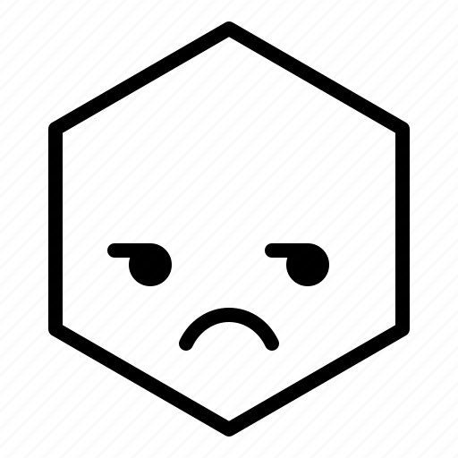 Emoticon, expression, face, hexagon, triangle, unamused icon - Download on Iconfinder