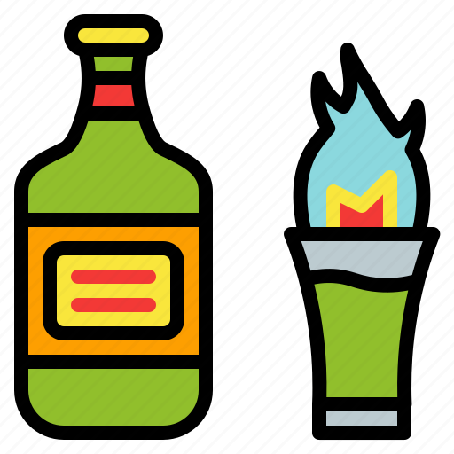 Absinthe, alcohol, bottle, drink, fire, glass icon - Download on Iconfinder