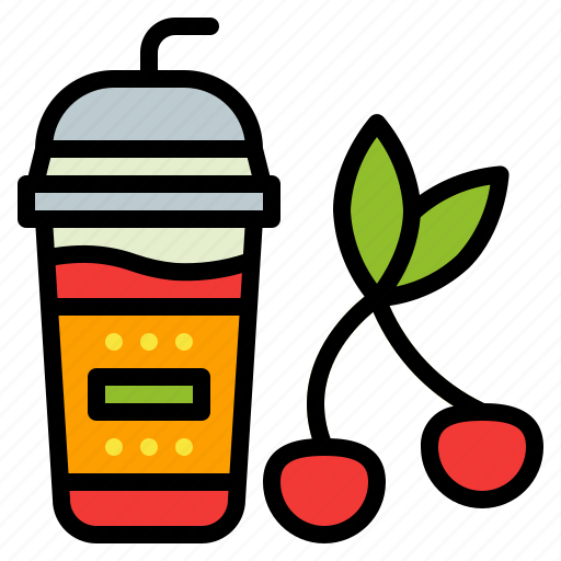 Cherry, cup, drink, smoothie, takeaway icon - Download on Iconfinder