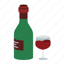 wine, bottle, glass, drink, beverage
