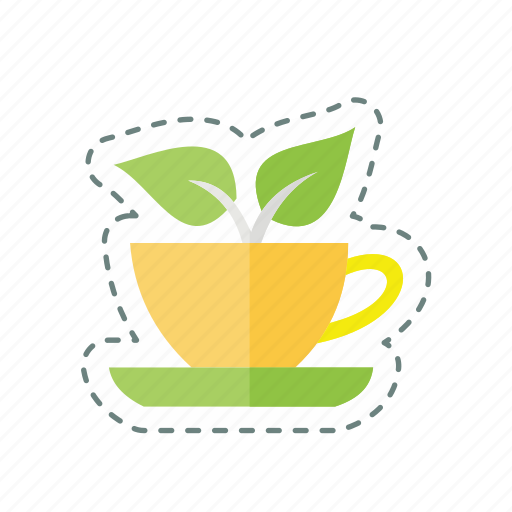 Sticker, line, cut, green, tea icon - Download on Iconfinder