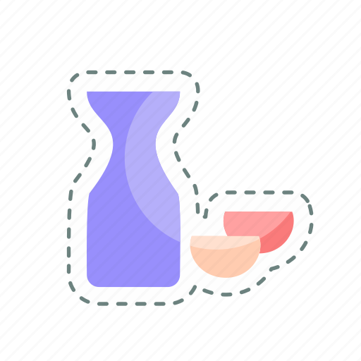 Sticker, line, cut, rice, wine, sake icon - Download on Iconfinder
