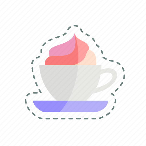 Sticker, line, cut, viennese, coffee icon - Download on Iconfinder