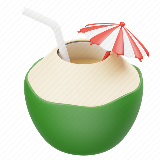 Coconut, drink, coconut drink, coconut-water, summer, coconut-juice, beach-drink 3D illustration - Download on Iconfinder