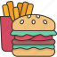 food, burger, fries, snack, delicious 