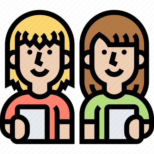 Learner, participants, students, twin, standing icon - Download on Iconfinder