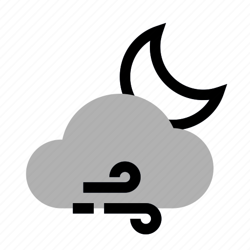 Cloud, moon, night, windy icon - Download on Iconfinder